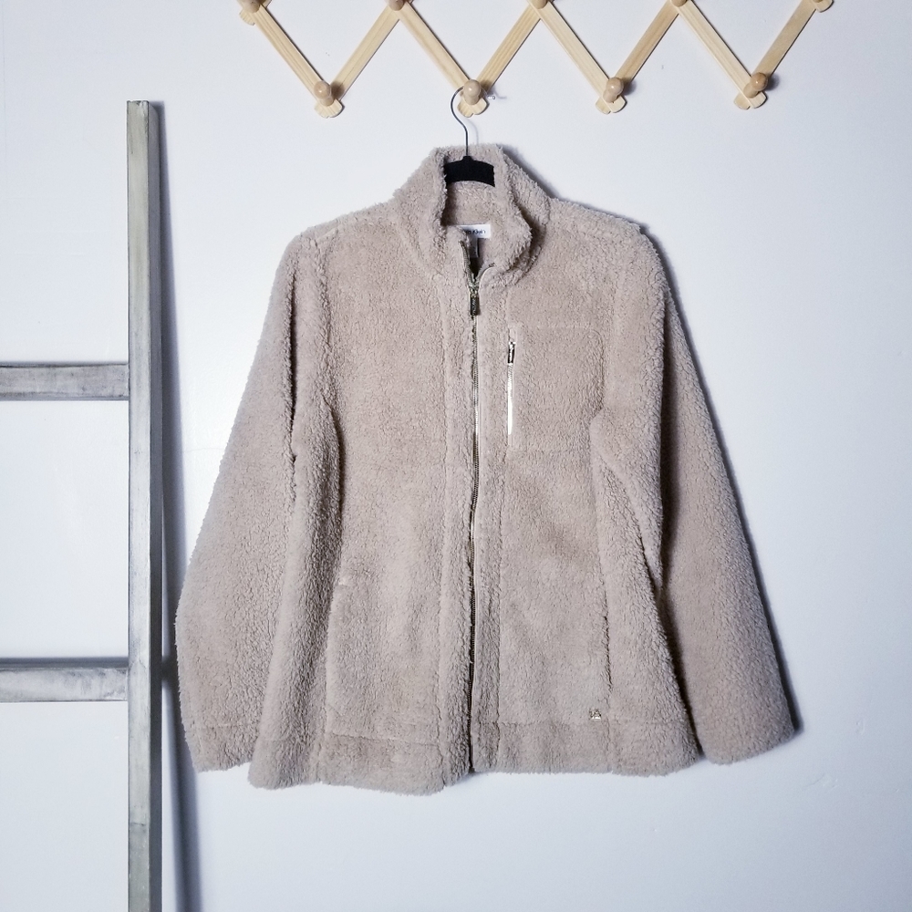 NWT CALVIN KLEIN TAN SHERPA JACKET SIZE LARGE